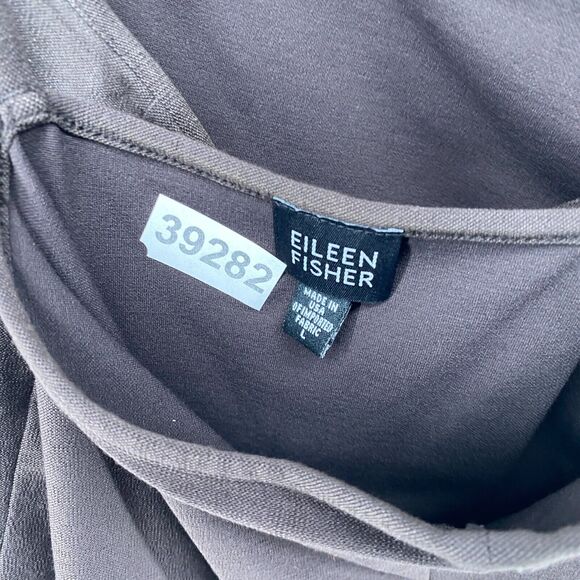 EILEEN FISHER Tank Top L Washable Stretch Crepe Cami Cross Back Shell Brown USA - Picture 11 of 11